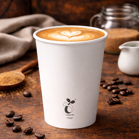 Lattebekers - biologisch afbreekbaar - wit - 360cc/12oz - 1.000 st/ds