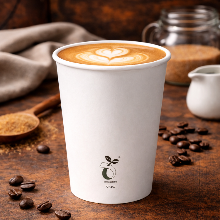 Lattebekers - biologisch afbreekbaar - wit - 360cc/12oz - 1.000 st/ds