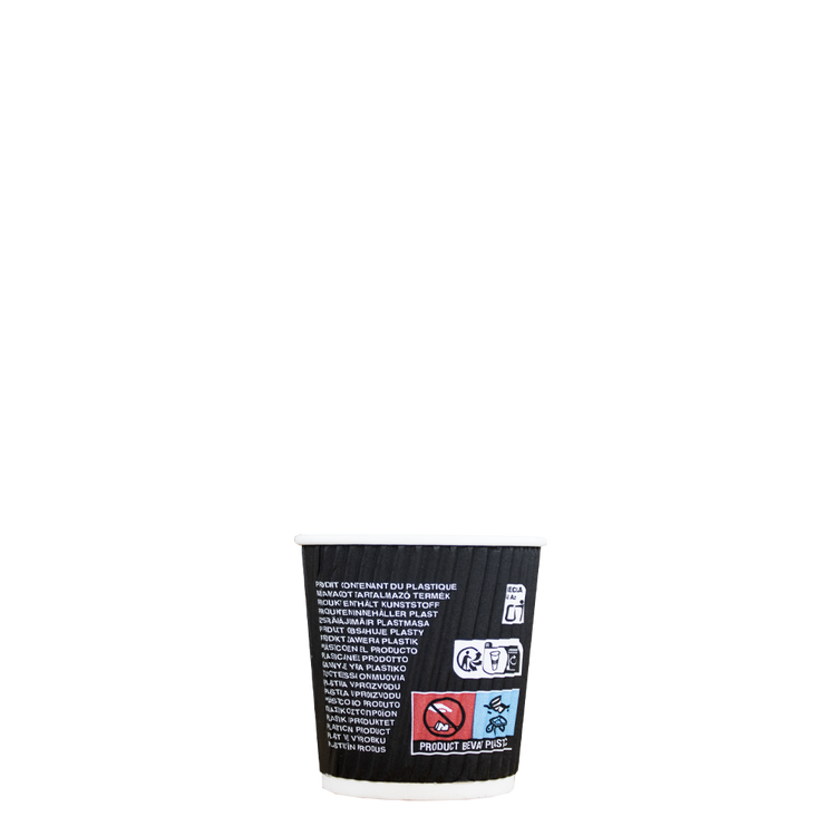 Espressobekers - Ripple Wall - zwart - 120cc/4oz - 500 st/ds