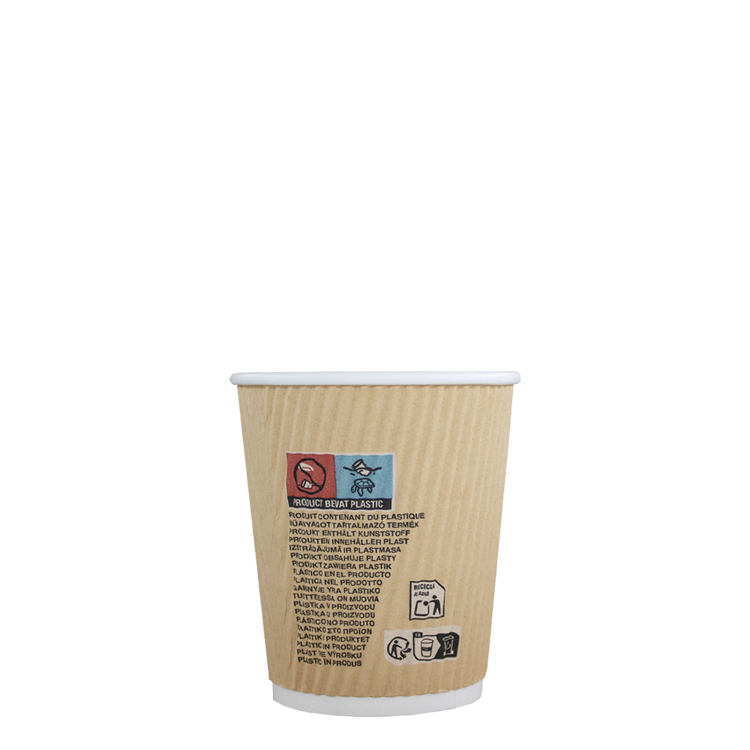 Cappuccinobekers - Ripple Wall - Kraft - 230cc/8oz - 500 st/ds