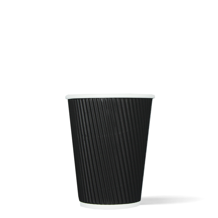 Lattebekers - Ripple Wall - zwart - 360cc/12oz - 500 st/ds