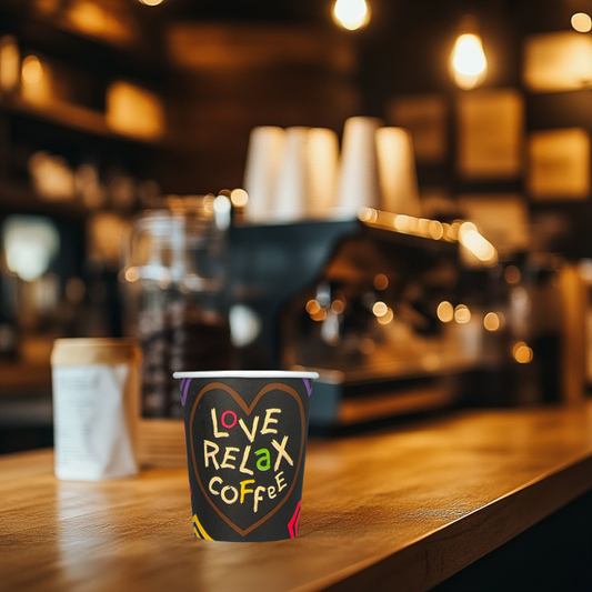 Cappuccinobekers - Love, Relax, Coffee - FSC® - 230cc/8oz - 1.000 st/ds