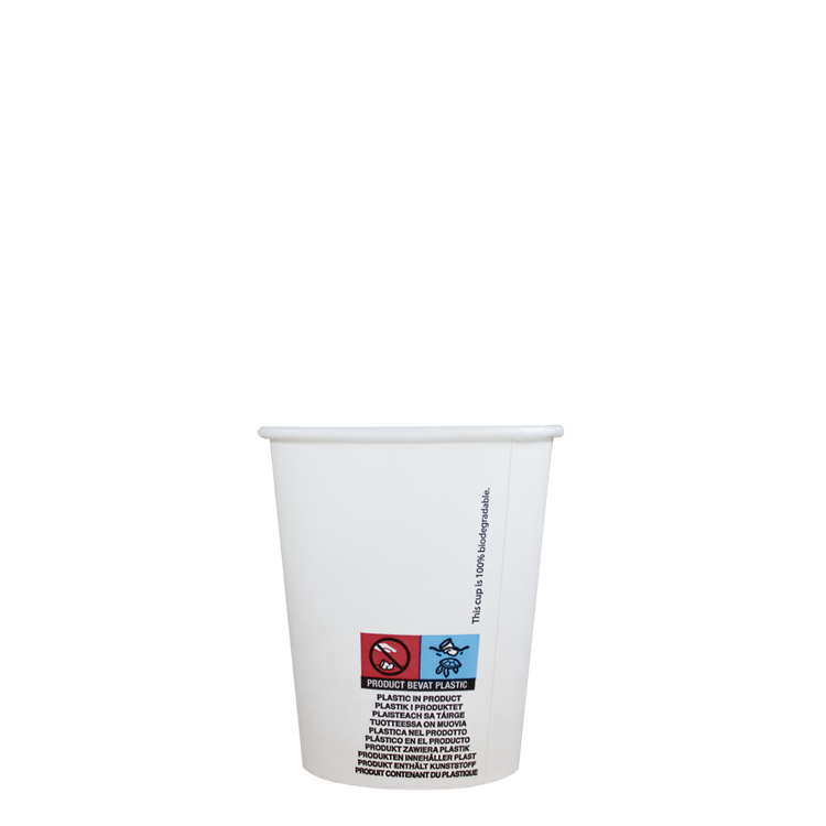 Cappuccinobekers - biologisch afbreekbaar - wit - 230cc/8oz - 1.000 st/ds