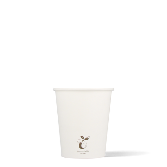 Cappuccinobekers - biologisch afbreekbaar - wit - 230cc/8oz - 1.000 st/ds