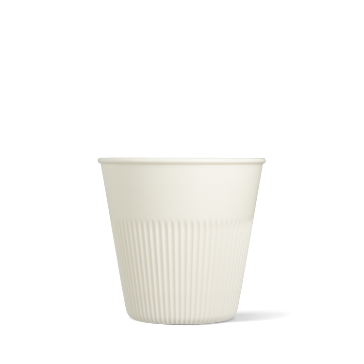 Herbruikbare koffiebeker - geribbeld wit - 230cc / 8oz - 240 st/ds
