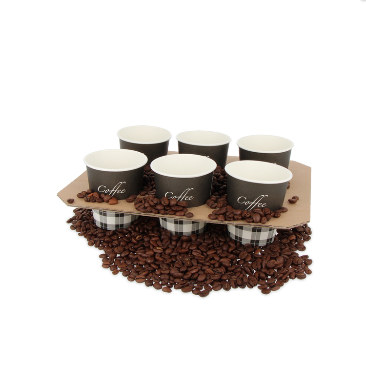 Draagtray 6 bekers met koffiebekers
