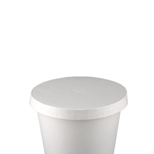 Papieren deksel 90mm - Wit op beker