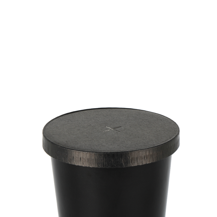 Papieren deksel 90mm - Zwart op een beker
