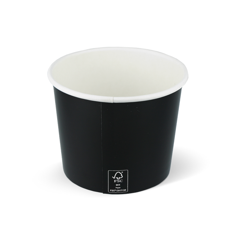 IJsbekers FSC® gecertificeerd karton zwart - 300cc/10oz achterkant