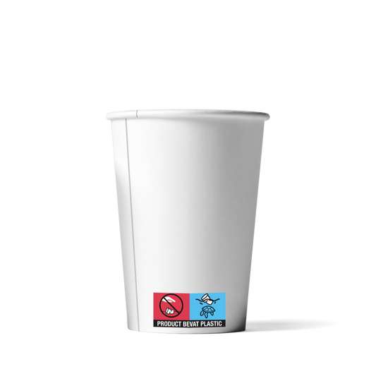 Biologisch afbreekbare Lattebekers Wit 360cc/12oz achterant