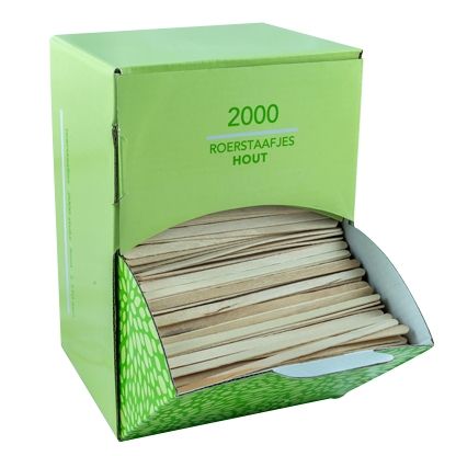 Roerstaafjes Hout FSC® - 14cm - 2.000 stuks