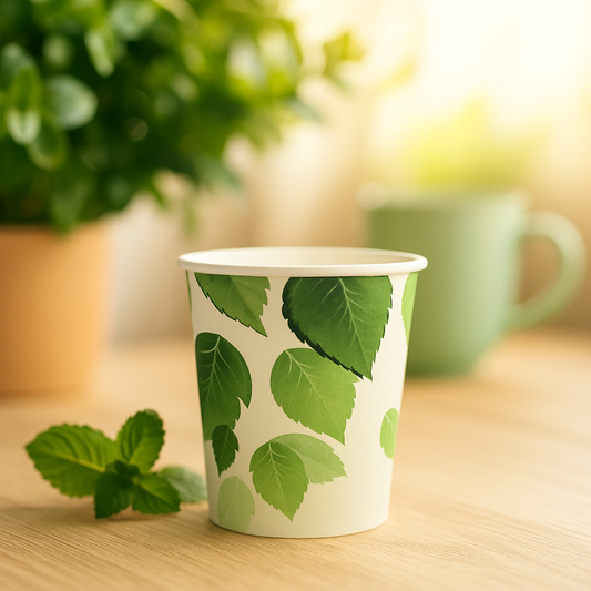 Cappuccinobekers - Green Line - biologisch afbreekbaar - 230cc/8oz - 1.000 st/ds