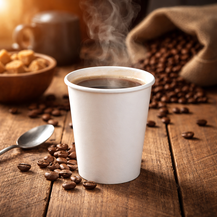 Cappuccinobekers - biologisch afbreekbaar - wit - 230cc/8oz - 1.000 st/ds