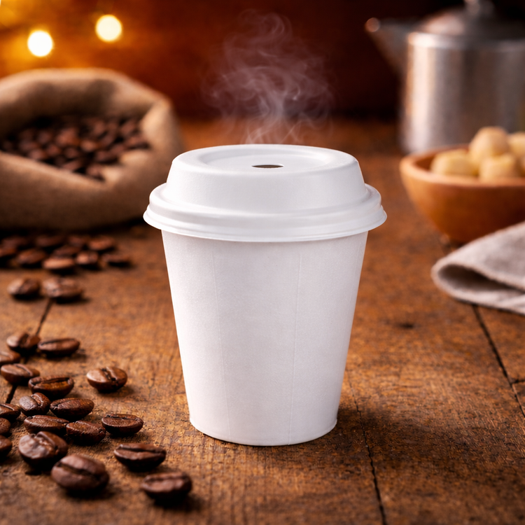 Koffiebekers - Bagasse Fiber Cups - wit - 180cc/7.5oz - 1.000 st/ds