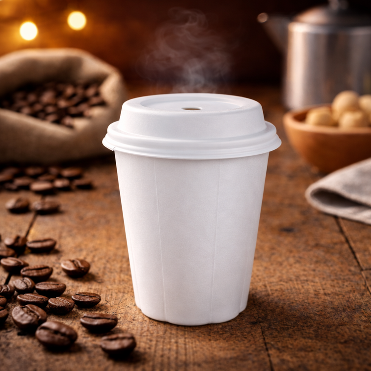 Cappuccinobekers - Bagasse Fiber Cups - wit - 230cc/8oz - 1.000 st/ds