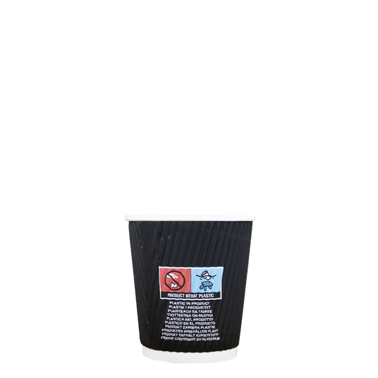 Koffiebekers - Ripple Wall - zwart - 177cc/7oz - 500 st/ds