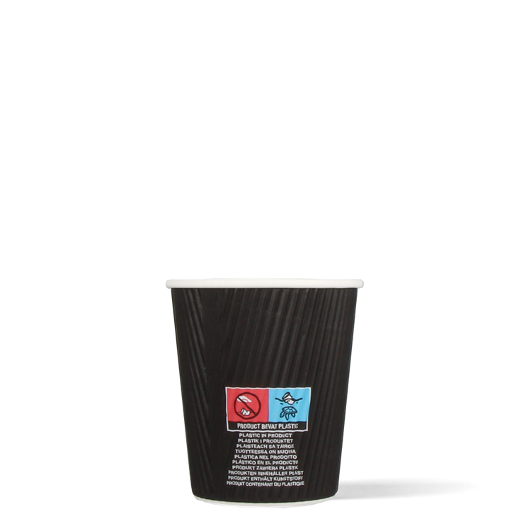 Cappuccinobekers - Ripple Wall - zwart - 230cc/8oz - 500 st/ds