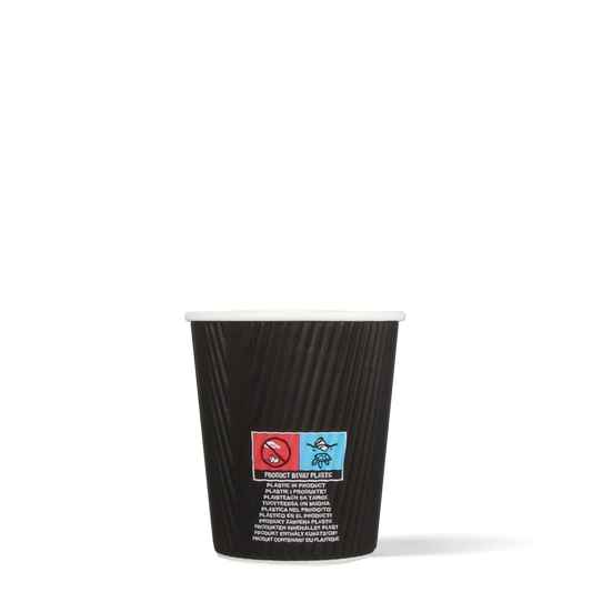 Cappuccinobekers - Ripple Wall - zwart - 230cc/8oz - 500 st/ds