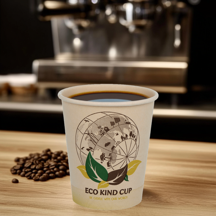 Cappuccinobekers - Eco Kind Cup - suikerriet - biologisch afbreekbaar - 230cc/8oz - 1.000 stuks