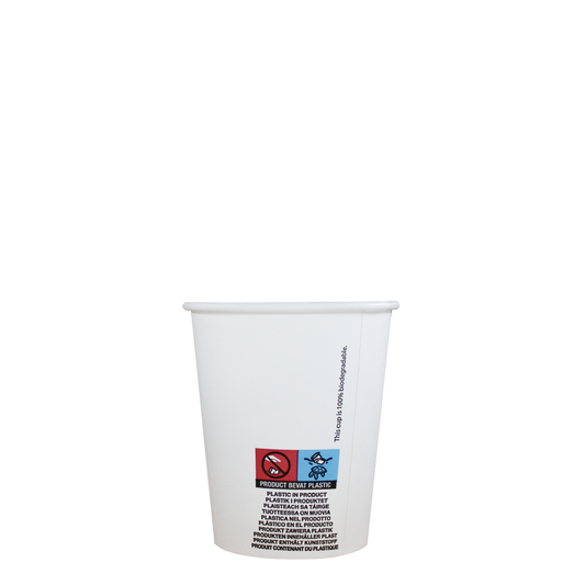 Cappuccinobekers - biologisch afbreekbaar - wit - 230cc/8oz - 1.000 st/ds