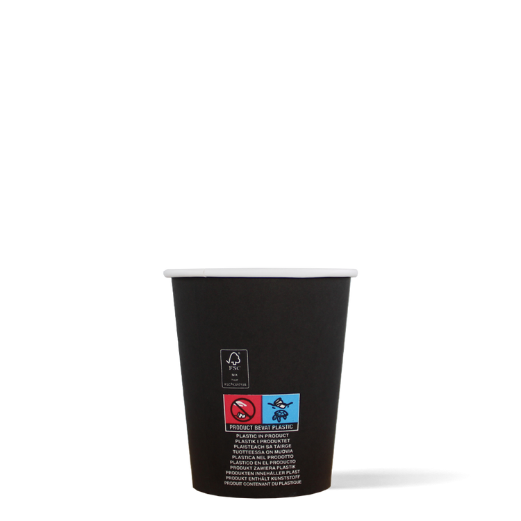Cappuccinobekers - FSC® - zwart - 230cc/8oz - 1.000 st/ds