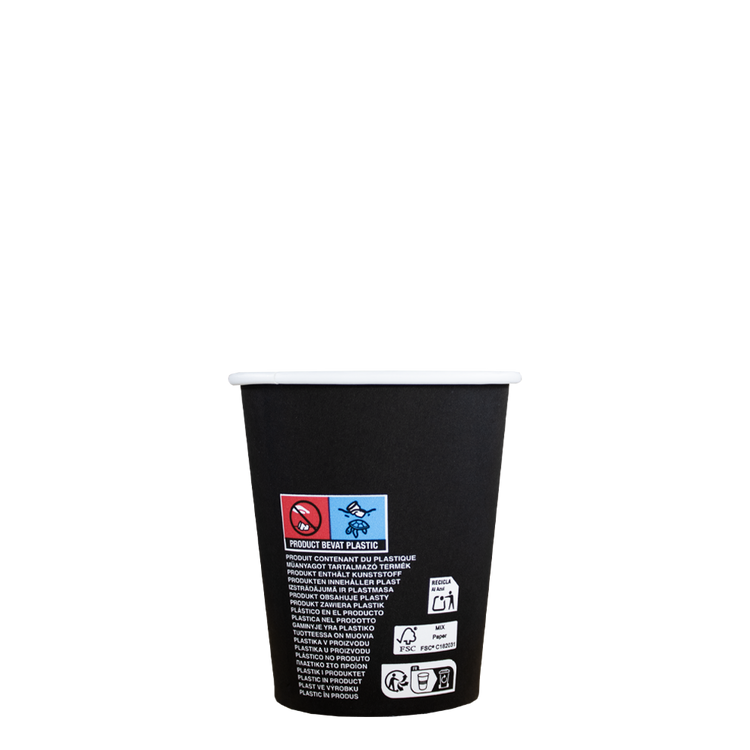 Cappuccinobekers - FSC® - zwart - 230cc/8oz - 1.000 st/ds