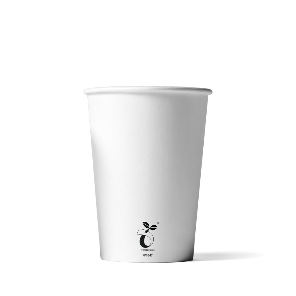 Biologisch afbreekbare Lattebekers Wit 360cc/12oz voorkant