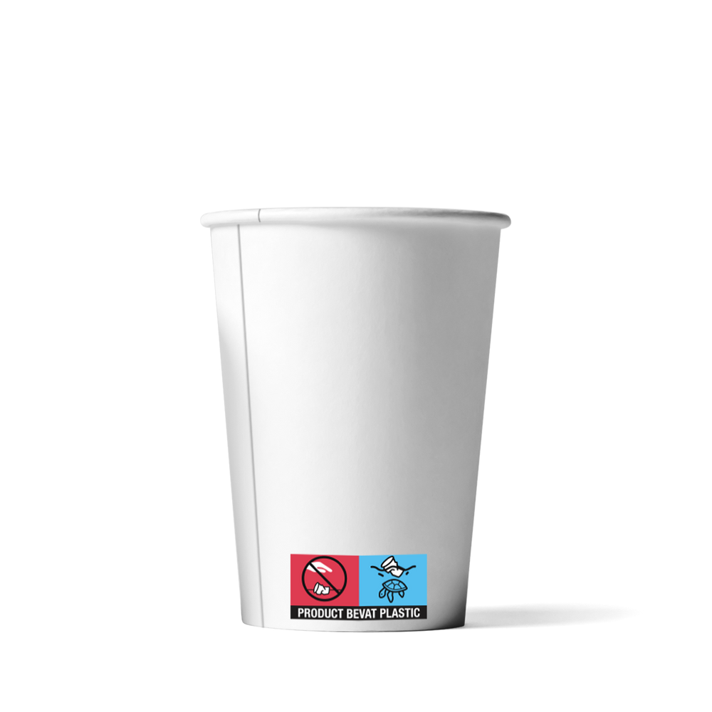 Biologisch afbreekbare Lattebekers Wit 360cc/12oz achterant